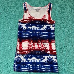 Faded Glory Red and White Tie-Dye Tank